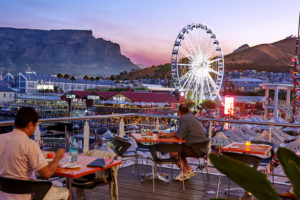 V&A Waterfront view of Cape Wheel and Table Mountain