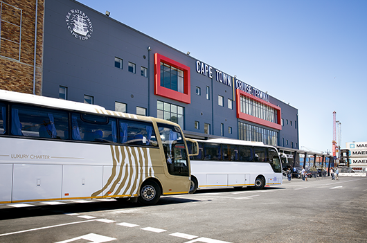 Cape Town Cruise Terminal with awaiting buses